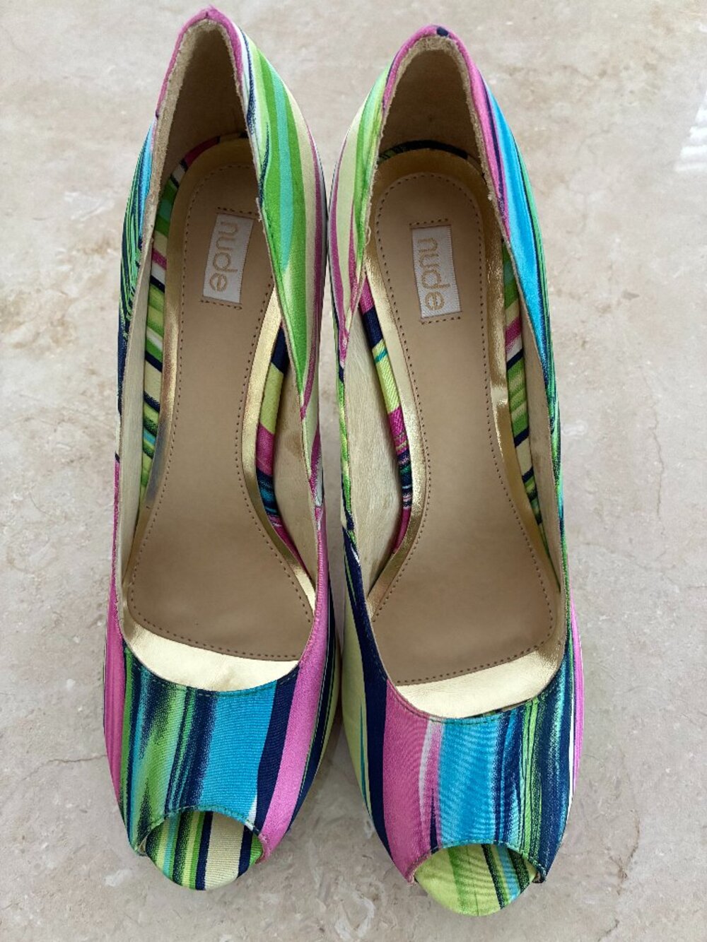 Womens high heel platform multicolour peeptoe shoes